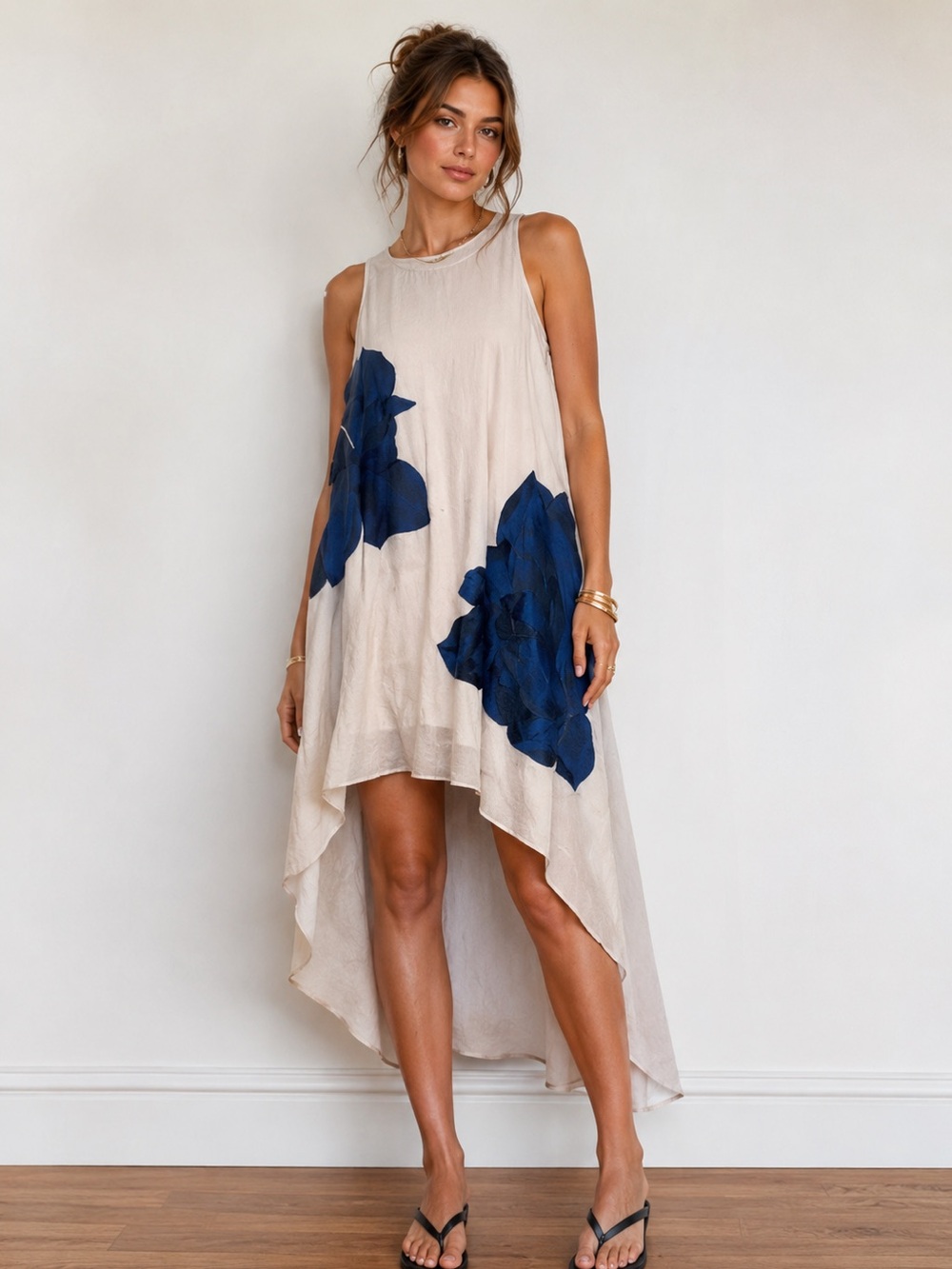 Ranna Gill x Anthropologie Bluebell Embroidered High Low Dress M floral flowy💙✨